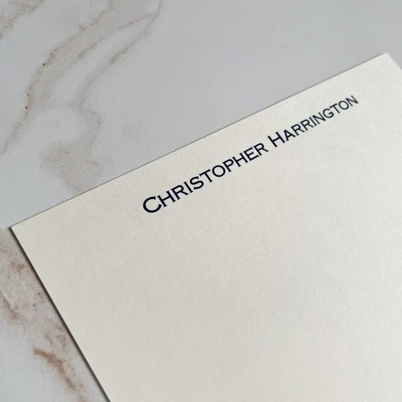 Professional Personalized Flat Cards - Raised Ink & Black Border with 25 Matching Envelopes