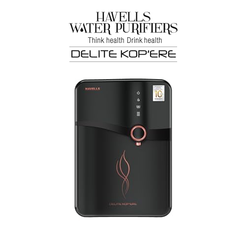 Havells Delite Kop'ere Water Purifier (Black), RO+UV+pH Balance, 7 Stages, 6.5L Stainless Steel Tank,Copper+Zinc+Minerals, Suitable for Borewell, Tanker & Municipal Water view 2