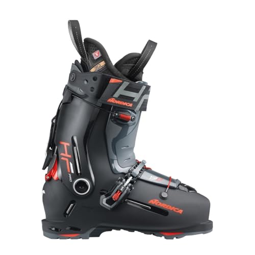 Nordica HF Pro 130 Men's Medium Fit Easy Entry Alpine Ski Boots (Black/Anthracite/Red, 26.5)