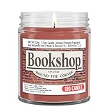 Bookshop Scented Candle - Smells Like Books - Leather - Coffees - 100% Naturally Vegan Soy and Premium Fragrance | Great Gift | Recyclable Glass Jar | Handmade in Denver, Colorado (8oz Glass Jar)