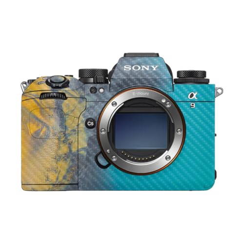 Image of Carbon Fiber Camera Skin Compatible with Sony Alpha 9 III (2024) - Yellow Spill - Premium 3M Vinyl Protective Wrap Decal Cover - Easy to Apply | Crafted in the USA by MightySkins