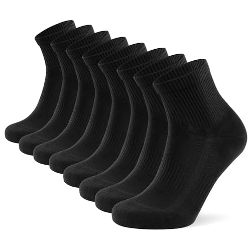 YORJOSOX Calcetines Tobilleros Hombre Deporte Algodon Cortos Deportivos Sin Costuras Trabajo Transpirables Quarter Calcetines (FR/ES, Números, 43, 46, Regular, Regular, Negro 8 pares)