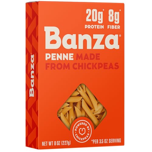 Image of BANZA Chickpea Pasta, Penne - Gluten Free Healthy Pasta, High Protein, Lower Carb and Non-GMO, 8 Ounce (Pack of 6) (PAS101)