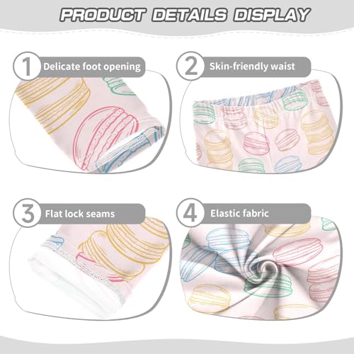 French Macaroon Girls Leggings,Workout Leggings for Girls Toddler Athletic Legging Size for 3-10T3