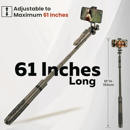Image of EDNITA E16 Selfie Stick Tripod Upgraded 61 inch Long, Balance Handle, Hand Stabilizer,Stable Tripod for Anti Shake Shooting, 6 Section Telescopic Design Wide-Angle Photography