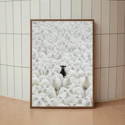 Impression mouton noir déco murale rétro affiche toile 21x30cm