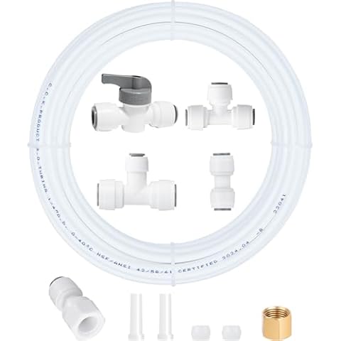 Ice Maker Water Line Kit - Food Grade Refrigerator/Fridge Water Line Kit,25FT 1/4In O.D.Water Line with Quick Fittings, for Adding a branch waterway on RO System Cover