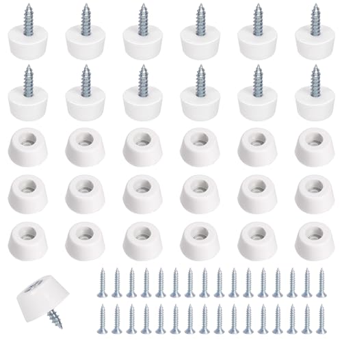 Glarks Juego de 62 tablas de cortar blancas con patas de goma, 5 tamaños, antideslizantes, pies de goma pequeños, tabla de cortar con tornillos M3 para tabla de cortar, ideal para cocina y muebles (12