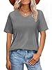 VVNTY Womens V Neck Short Sleeve T Shirts Summer Tops 2025 Casual Loose Tees Trending Now Tshirt (grey1,M) #2