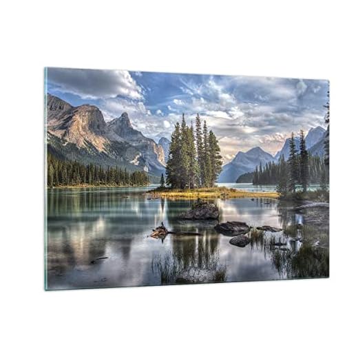 Decoracion Salon Lago Paisaje Naturaleza Vidrios decorativos 120x80cm Cuadro Sobre Vidrio Moderno Cocina Cuadros Pared Impresiones Impresión en Cristal Wall Art Prints Grande XXL GAA120x80-4133