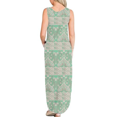 Image of FANDEE Women's Casual Summer Loose Sunresses Long Dresses Sleeveless Split Maxi Beach Dress with Pockets