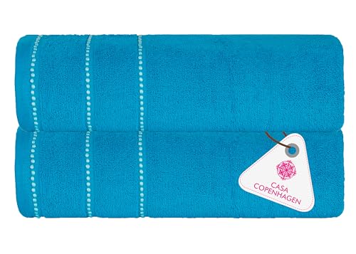 Image of Casa Copenhagen, Super Soft Elite Collection 2 Pieces 100% Cotton Large Bath Towel (Size : 75 x 150 cm) - Hawain Ocean & Hawain Ocean