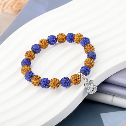 Image of POTIY SGR Sorority Gift Orange and Blue Beads Bracelet with Rhinestone Nmuber Charm Sorority Soror Gift