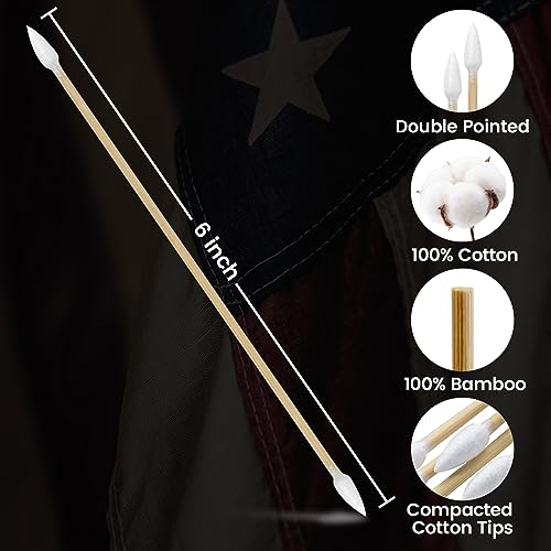 900PCS Double-Ended 6\" Pointed Gun Cleaning Swabs - for Precision Firearm Maintenance and Applying, Gun Cleaning Supplies, Lint-Free and Highly Absorbent