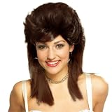 Swiking Brown Mullet Wigs for Women Curly 70s 80s Rocker Shoulder Length Hair Cosplay Synthetic Women Wigs (Brown)