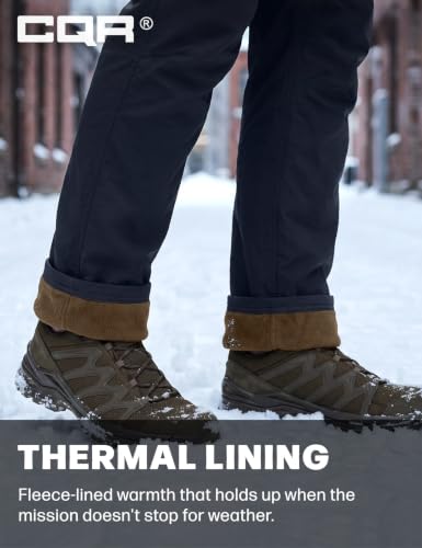 Image of CQR Men's Winter Fleece Lined Pants, Water-Resistant Outdoor Stretch Work Pants, Windproof Casual Pants with Pockets