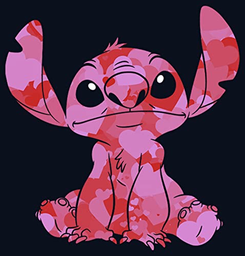 Disney Lilo Stitch Heart Fill Girl's Solid Crew Tee2