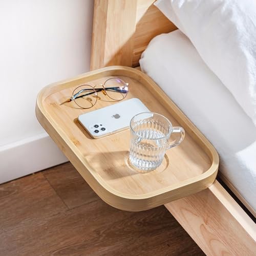 DXDRT Tablette de Chevet en Bambou pour lit, étagère de Table pour lit superposé supérieur, Plateau de Table de Chevet à Clipser, Essentiels pour Les dortoirs universitaires,Original