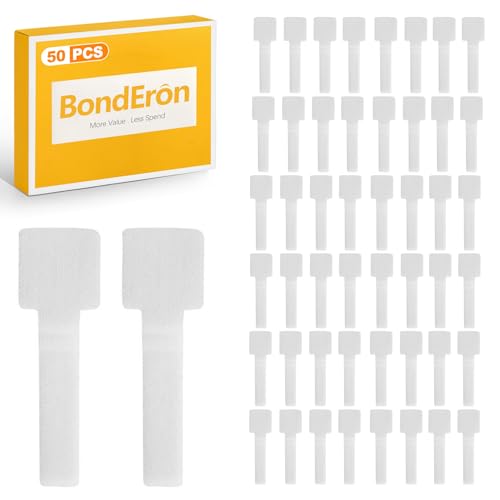 BondEron 50 Stück Kabelbinder Klettband Weiß – Wiederverwendbare Kabelmanagement Organizer für Schreibtisch, Büro, Zuhause & PC-Kabel