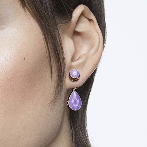 Swarovski Orbita Asymmetrical Drop Earrings, Ruby Red And Lilac Crystals On Gold-Tone Finish Setting, Part Of The Swarovski Orbita Collection #TOP5