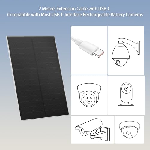 Nicesolar 8W USB-Solarpanel für Sicherheitskameras, IP65 wasserdichtes Solarpanel für den Außenbereich mit verstellbarer Halterung, kompatibel mit wiederaufladbaren Batteriekameras(8W-1 Pack)