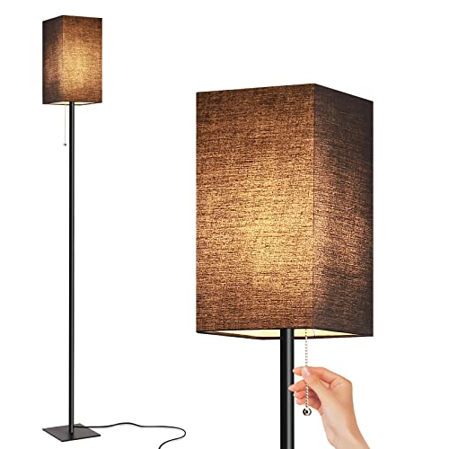 Figdifor Floor Lamp For Living Room, Modern Standing Lamp Stand Up Lamp With Linen Shade, Simple Design Floor Lamp For Bedroom, Office, Kids Room, Reading, Bulb Included, Black Shade #TOP11