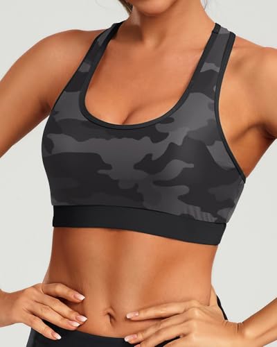 Image of Holipick Women's Sports Bra Bikini Tops Racerback Swim Top Scoop Neck Bathing Suits Top Modest Padded Crop Tops Swimsuit Only
