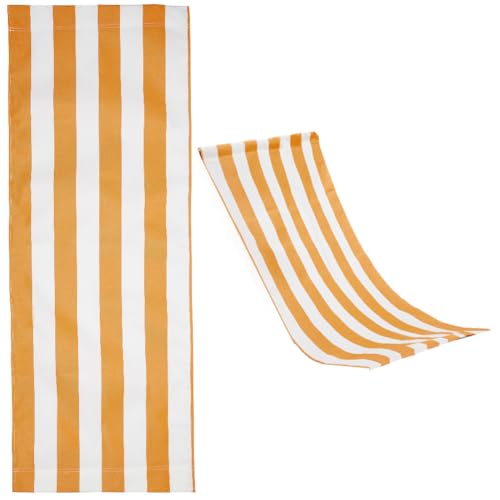 GORGECRAFT Reemplazo de Silla de Playa de Algodón con Diseño de Rayas Amarillas Y Blancas, Tela Repuesto de Silla de Salón, Eslinga Reclinable para Jardín, Patio, Relajación En la Playa