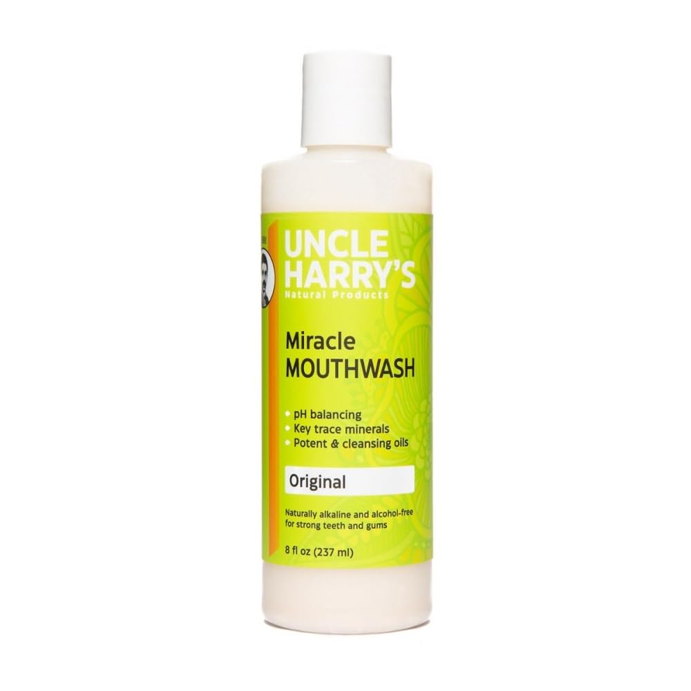 Uncle Harry's Natural Alkalizing Miracle Mouthwash | Adult & Kids Mouthwash for Bad Breath | pH Balanced Oral Care Mouth Wash & Mouth Rinse (8 fl oz)