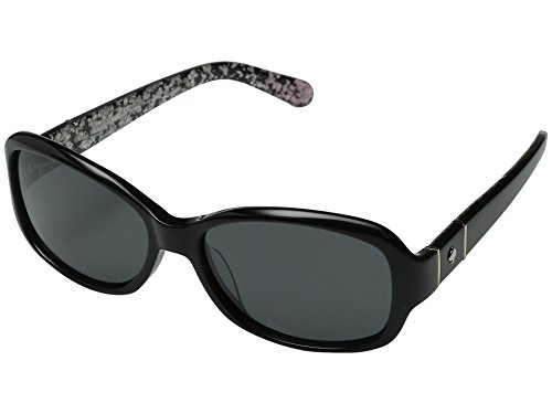 kate spade new york Women's Cheyenne Rectangular Sunglasses, Black & Gray Polarized, 55 mm