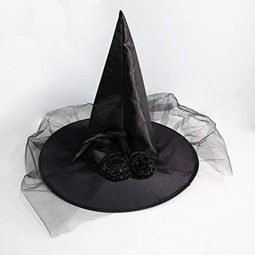 Women's Soft Lace Mesh Rose Flower and Feather Hat with Gift Box, Black Witch Costume Accessory for Halloween Party - Image 2