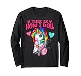 Cute Ice Cream Eating Unicorn Girl In Wheelchair Long Sleeve T-Shirt