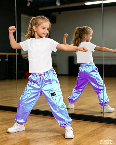 Image of SANGTREE Girls' 2 Piece Outfits T-Shirt and Drawstring Cargo Jogger Pants Clothing Set, 4-14 Years
