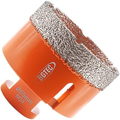BGTEC Dry Diamond Core Drill Bits Diameter 65mm for Porcelain Tile Ceramic Marble Brick M14 Thread