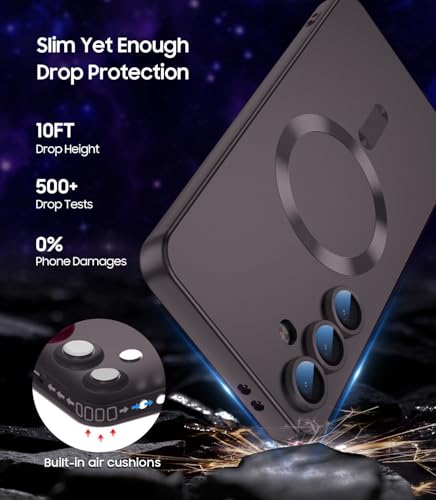 Image of DIZORO Samsung S24 Plus Case, Compatible with Mag Safe Back Cover, Matte Luxury Metallic Luster Flexible TPU Wireless Charging Shockproof Case with Camera Protector Lens (Coffee)