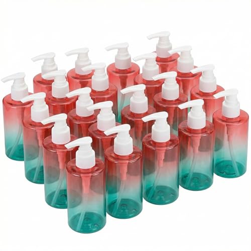 Image of 24 Pack 6.8 oz Refillable Pump Bottles Bulk- Empty Clear Gradient Color Plastic Dispensers for Homemade Lotion, Shampoo, Soap & Cream - Ideal for Farmers