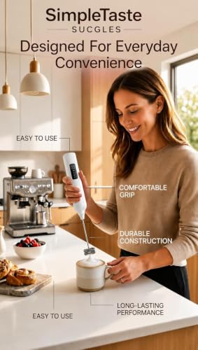 Image of SimpleTaste SUCGLES Rechargeable Electric Milk Frother, USB Coffee Frother with Dual Spring Whisk, Handheld Foam Maker for Coffee, Cappuccino, Latte, Matcha, Hot Chocolate & Milk [Multicolor]