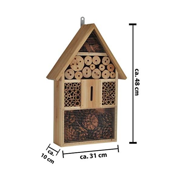 Bambelaa! XXL Insektenhotel Bienenhotel Insektenhaus mit Spitzdach aus Holz Unterschlupf für Wespen, Bienen… – Bild 4