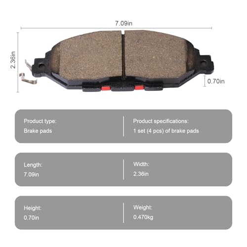 Image of D1649 Front Ceramic Brake Pads Kit Fit For Nissan Pathfinder 2013-2020, For Nissan Murano 2015-2023, For INFINITI JX35 2013, For INFINITI QX60 2014-2020