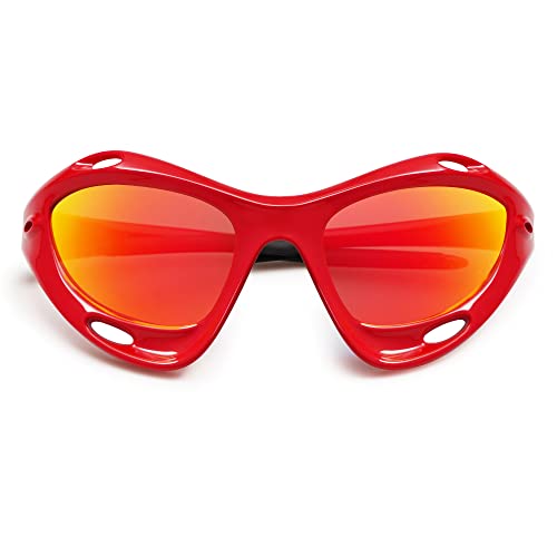 Vanlinker Sports Sunglasses For Men Women Uv400 Protection Outdoor Glasses For Baseball Cycling Running Fishing Vl9736 Red Frame Mirror Yellow Lens #TOP3
