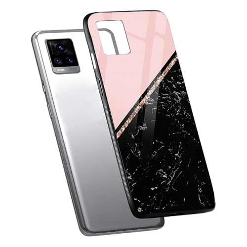 Image of COLORflow Back Cover Compatible with Vivo V20 | Black Marble Pink | Shockproof TPU Bumper Cover with Camera Protection Back Cover Compatible with Vivo V20