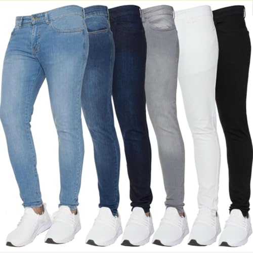 Men's Slim Fit Stretch Jeans Classic Straight Leg Denim Pants Comfortable Vintage Wash Skinny Jean Trousers2