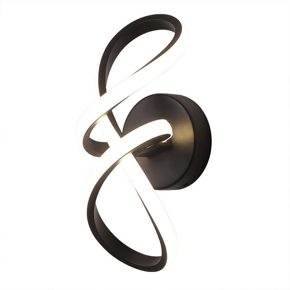 KBUUKYYXouy Wall Light Indoor 16W 3000K Warm White Modern Aluminum Wall Lamp Decorative Wall Sconce Lamp for Living Room Bedroom Hallway Corridor Stairs Hall, Black