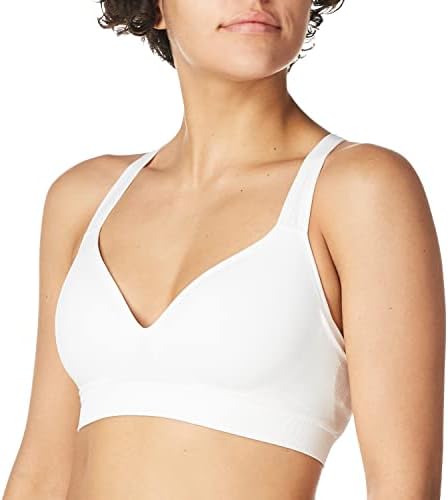 Jockey Women's Activewear Mid Impact Molded Cup Seamless Sports Bra, White, L
