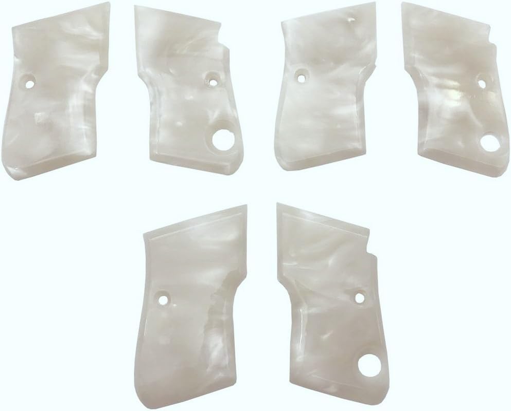 Miniatura 4 de BMPL Beretta 950 950B 950BS .22 Short .25 ACP Gold Grips Smooth White Pearl Resina Polímero hecho a mano