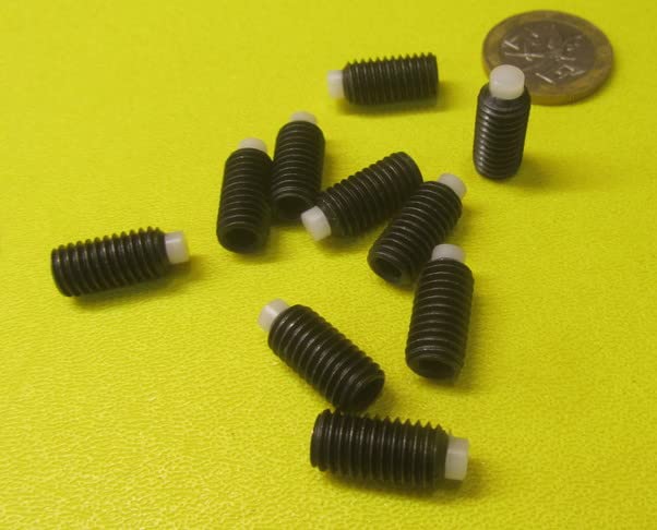Black Oxide Steel Nylon Tip Set Screw M8 × 1.25mm x 16 mm Thread Length 10 pcs