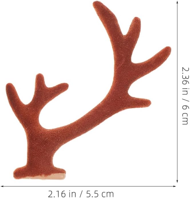 DOITOOL 10 Pairs Mini Deer Antlers Embellishments, Cute Reindeer Elk Flocking Deer Antlers Cute Animals Horn for DIY Crafts Christmas Headband Snowman Wedding Party Accessories