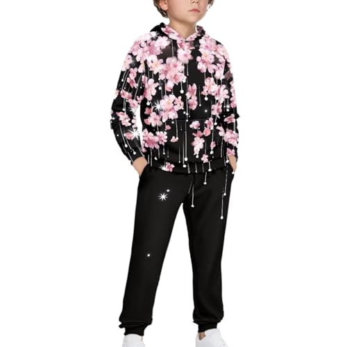 Youth Sweater Set Relaxed Simple Fit Girls Loose Hooded Pullover Youth Classic Active Wear for Unique Style3