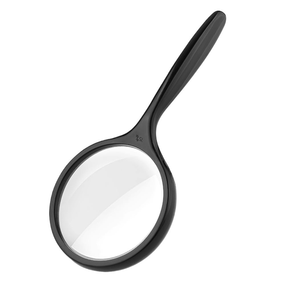 MQPALZKD Handheld Magnifier 5X Reading Magnifying Glass for Book Inspection Rocks Map