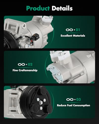 Image of SCITOO AC Compressor fit for Nissan for Versa 1.8L 2007 2008 2009 2010 2011 | Fast Cooling, Ultra Low Noise (≤72 dB)Air Conditioner Compressor with Clutch, Easy Installation, 92600CJ60A 92600CJ60B